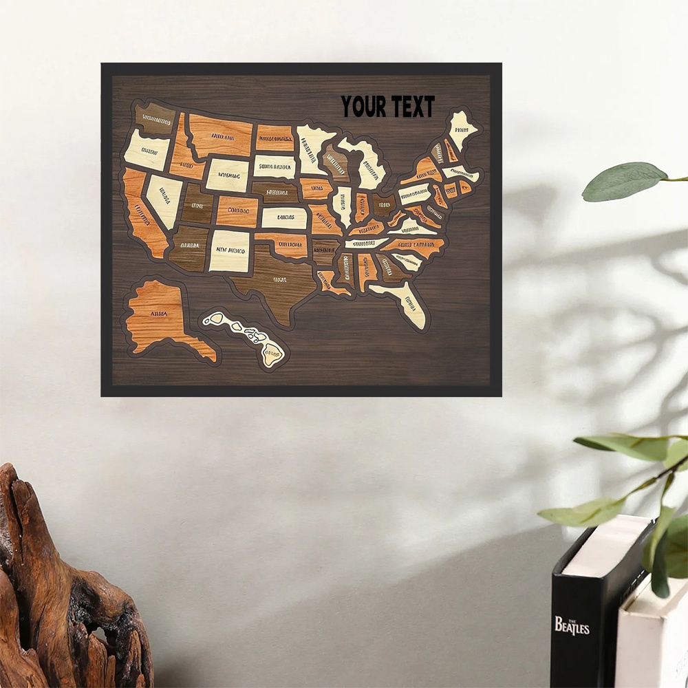 Woodworking Usa - Customizable Wooden USA Travel Map Puzzle